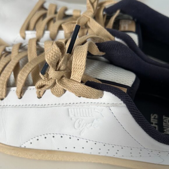 Puma Clyde Sneakers White Leather Men’s 9.5 - Picture 2 of 5